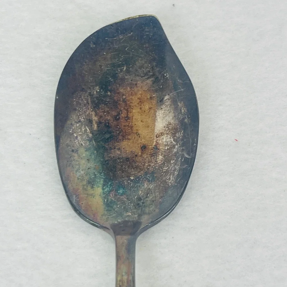 Unbranded Cream Soup Spoon OS Floral Scroll Silver Tarnish Vintage Fair